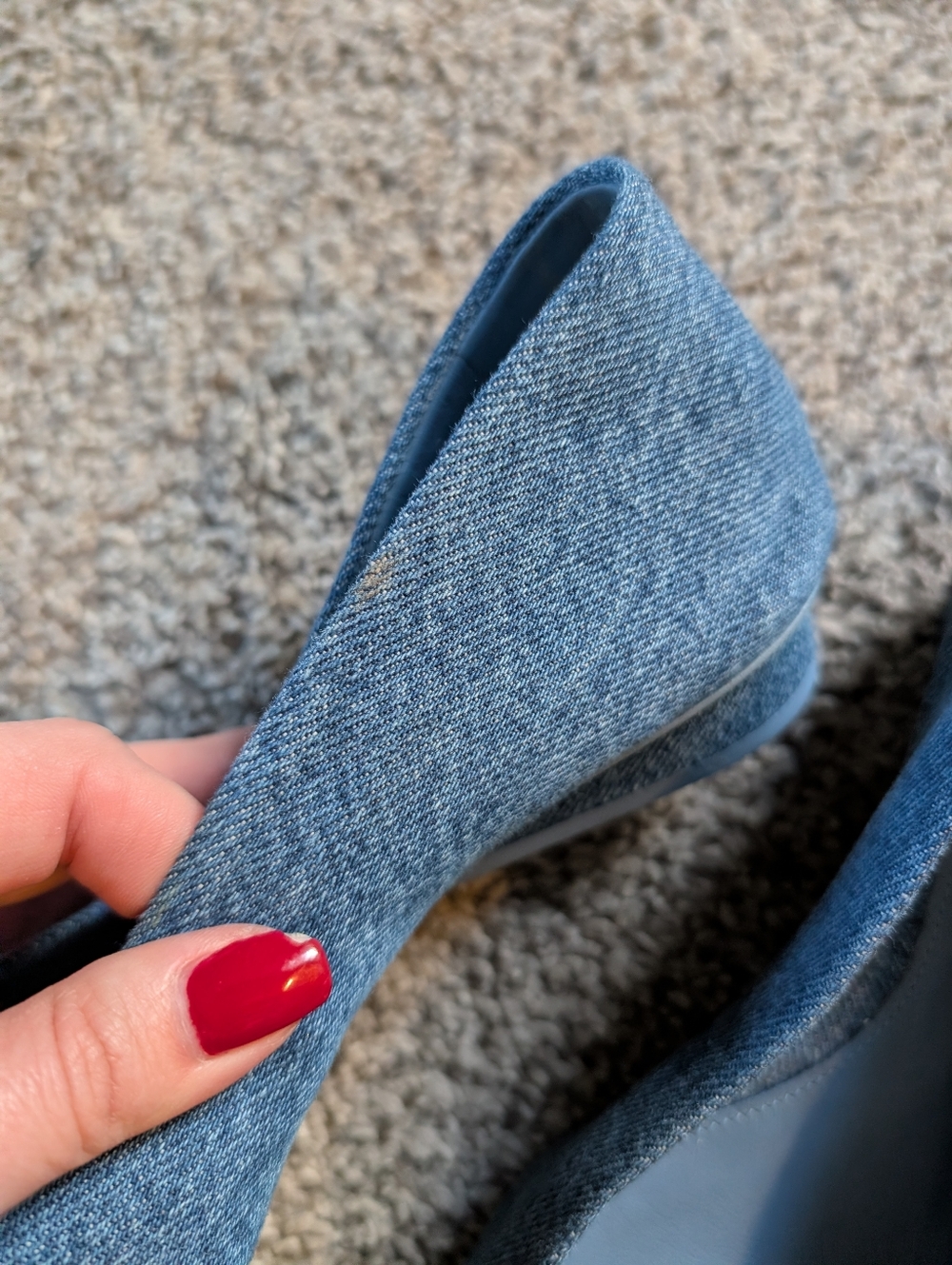 Ferragmo Denim Ballet Flats W/ Bow - Picture 5 of 6